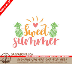 Sweet Summer Pineapple Heart SVG Design - Adventure Quotes SVG