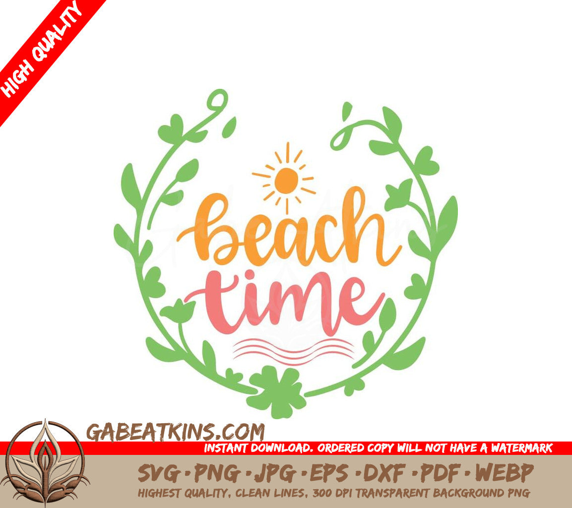 Beach Time Wreath SVG - Adventure & Coastal Design SVG