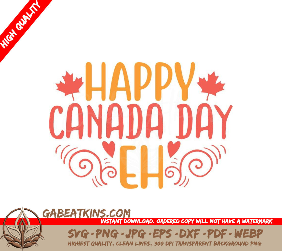 Happy Canada Day SVG with Maple Leaves & Hearts - Adventure Eh! SVG