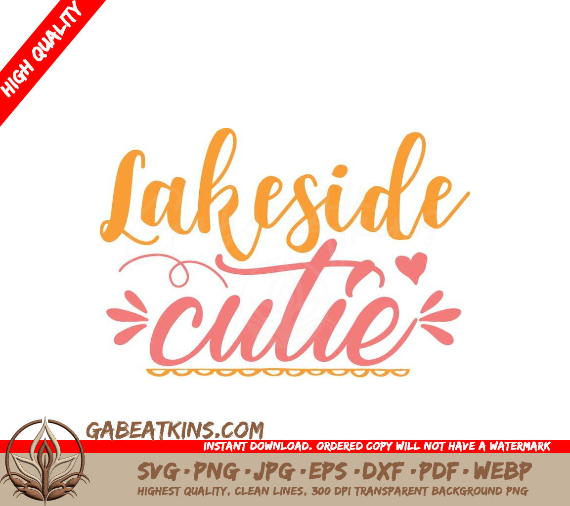 Lakeside Cutie SVG - Pink & Orange Adventure Sign SVG