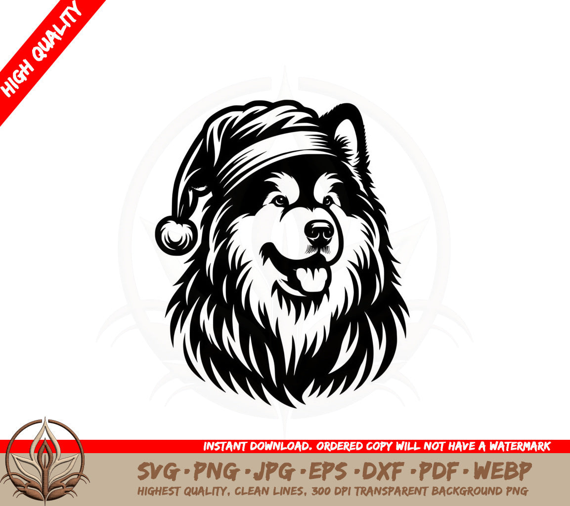 Alaskan Malamute Santa Hat SVG PNG JPG AI PDF DXF EPS and WebP Digital Download 