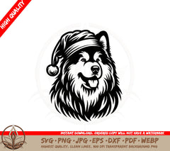 Alaskan Malamute Santa Hat SVG PNG JPG AI PDF DXF EPS and WebP Digital Download 