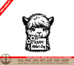 Alpaca Mothers Day Joy SVG, PNG, JPG, AI, PDF, DXF, EPS and WebP Digital Download 
