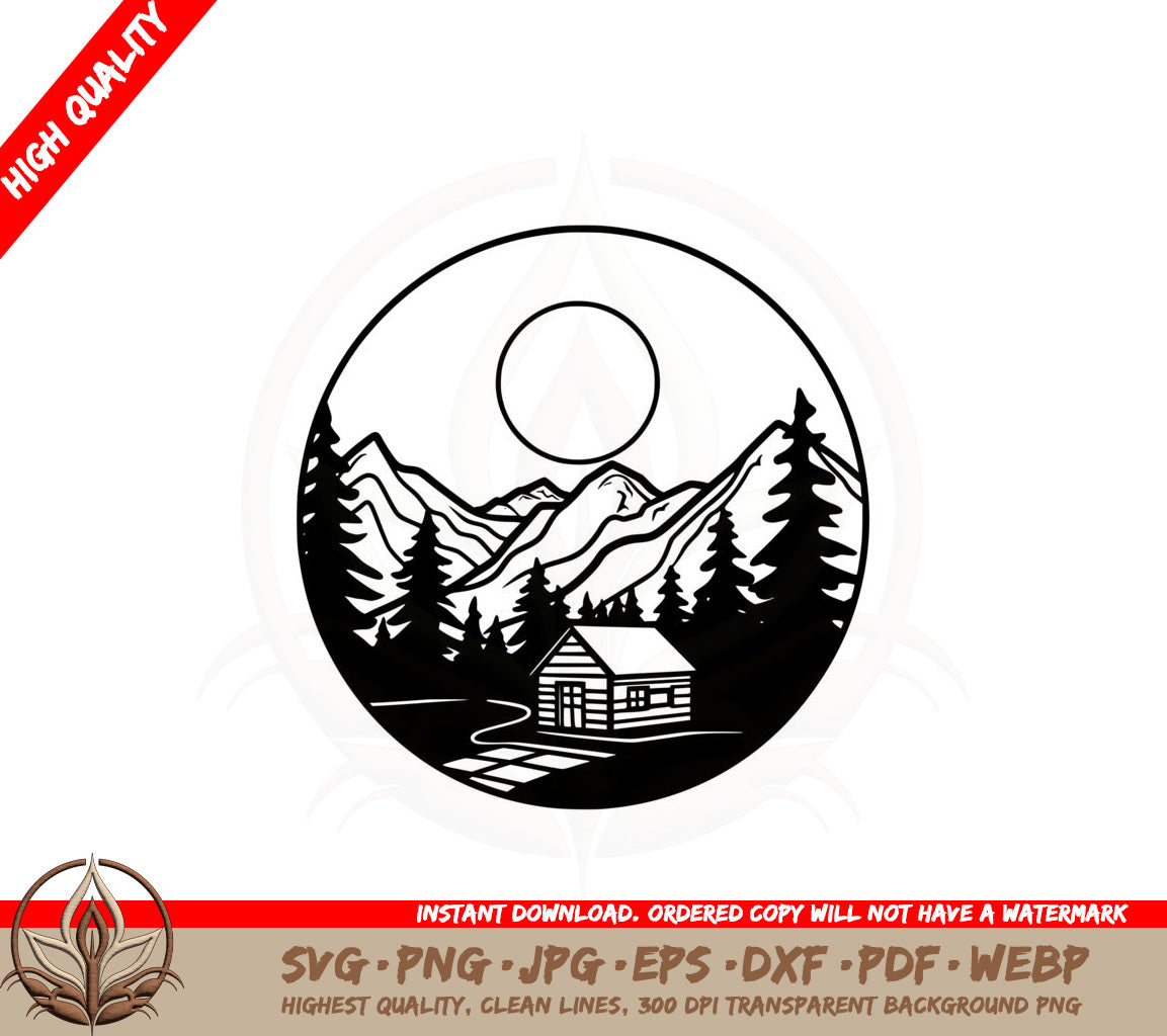 Alpine Cabin Solitude SVG Cut File - Digital Download 