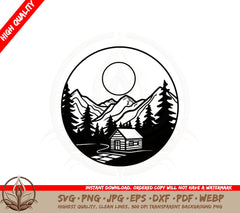 Alpine Cabin Solitude SVG Cut File - Digital Download 