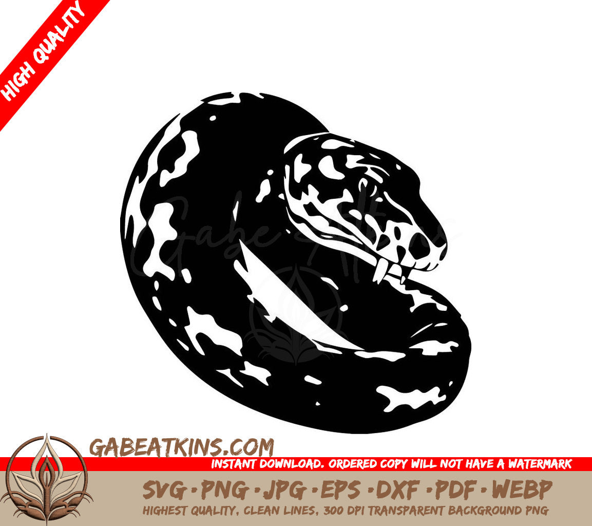  Anaconda Snake SVG - Open Mouth Vector Illustration SVG