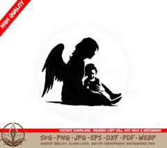 Angel Consoling Child SVG  