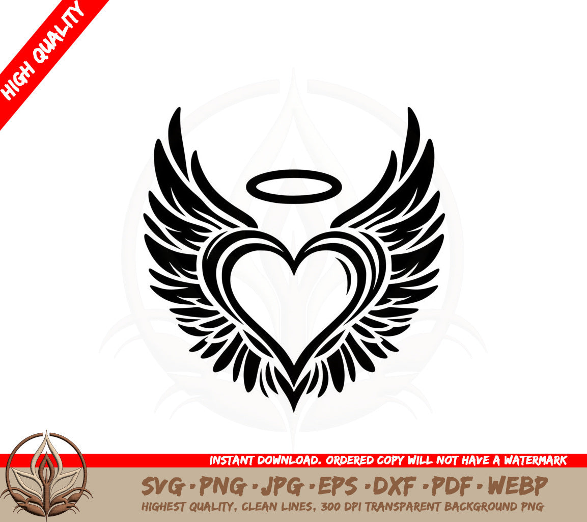 Angel Heart Wings SVG PNG JPG AI PDF DXF EPS and WebP Digital Download 