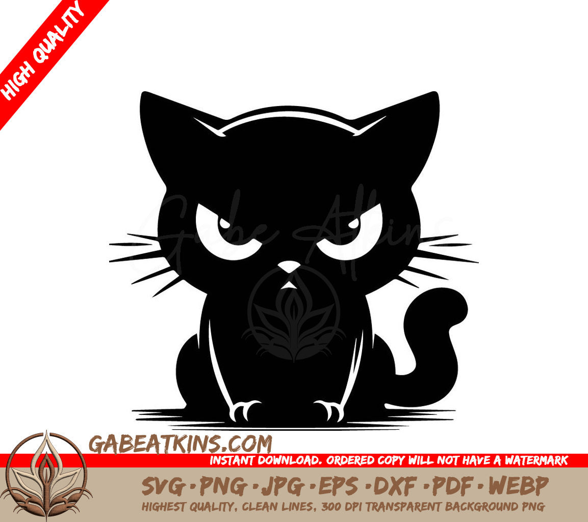 Angry Black Cat Silhouette SVG - Digital Clipart SVG