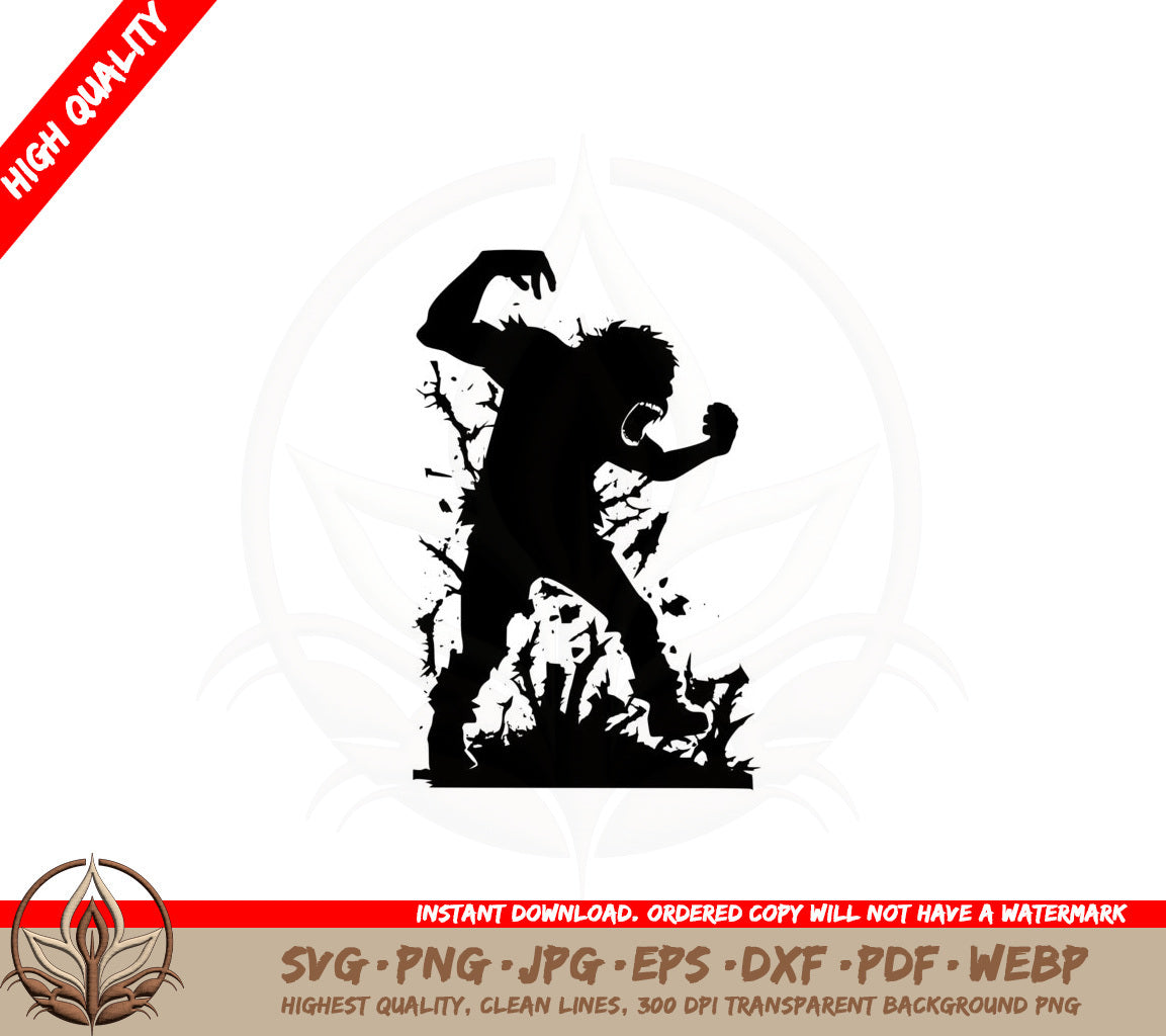 Angry Zombie SVG PNG JPG AI PDF DXF EPS WebP Digital Download 