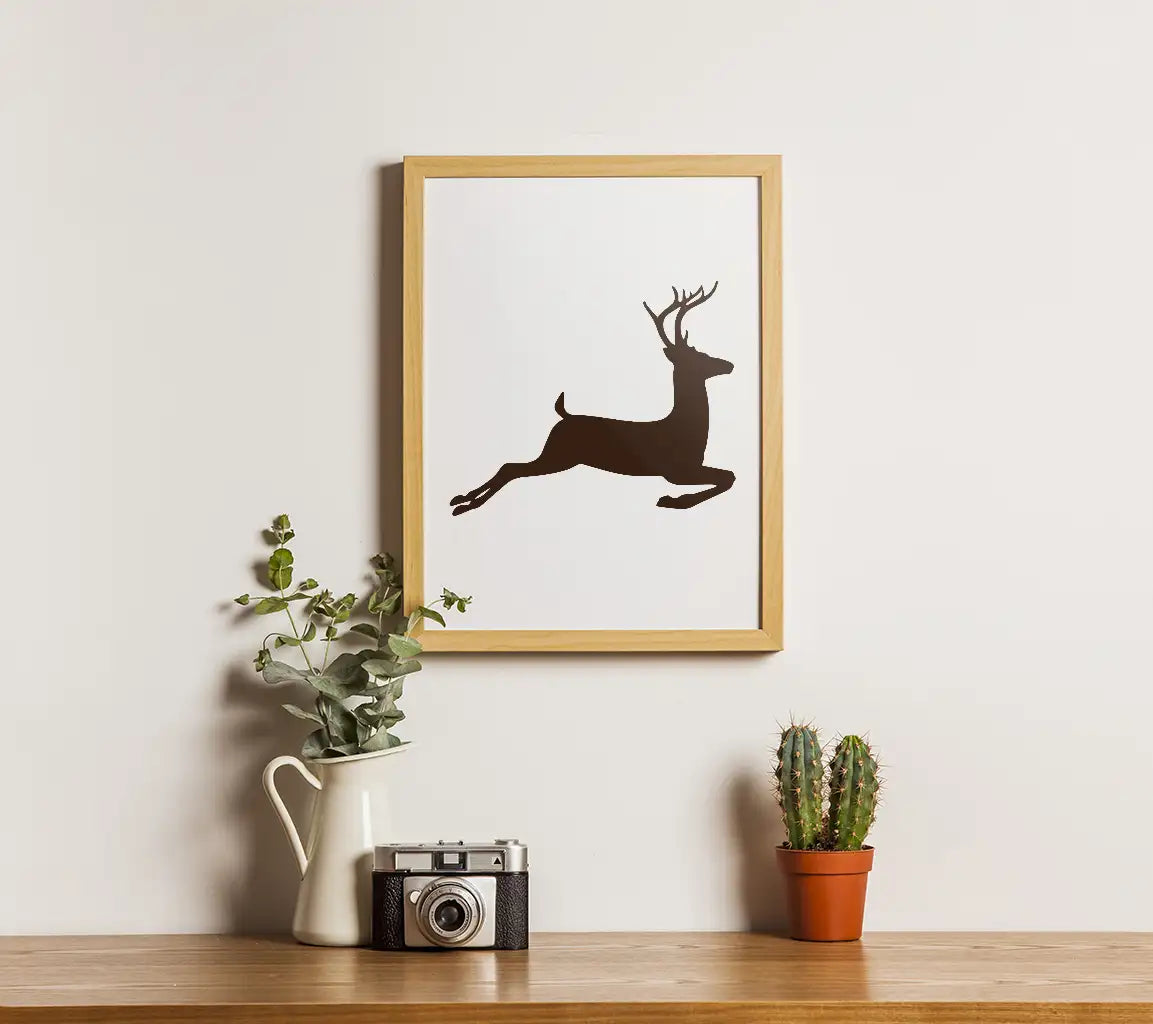 Jumping Deer Silhouette SVG - Brown on White Background SVG