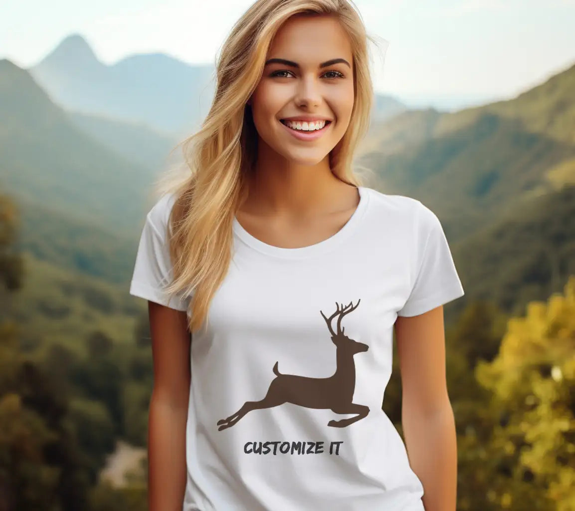 Jumping Deer Silhouette SVG - Brown on White Background SVG