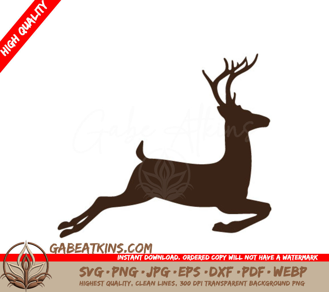 Jumping Deer Silhouette SVG - Brown on White Background SVG