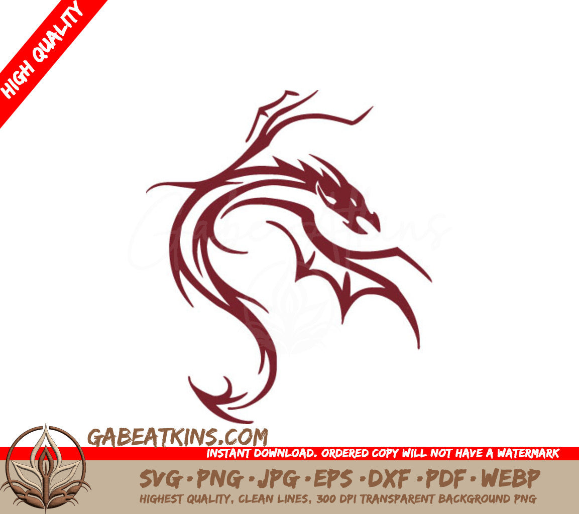 Red & Black Tribal Dragon Silhouette SVG SVG