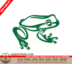 Green Frog Line Art SVG - Animal Illustration SVG