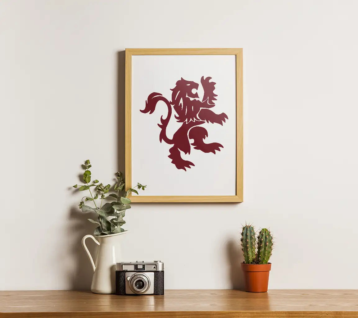 Red Lion Silhouette SVG - Line Art Animal Design SVG