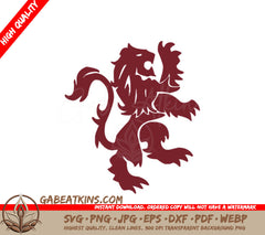 Red Lion Silhouette SVG - Line Art Animal Design SVG