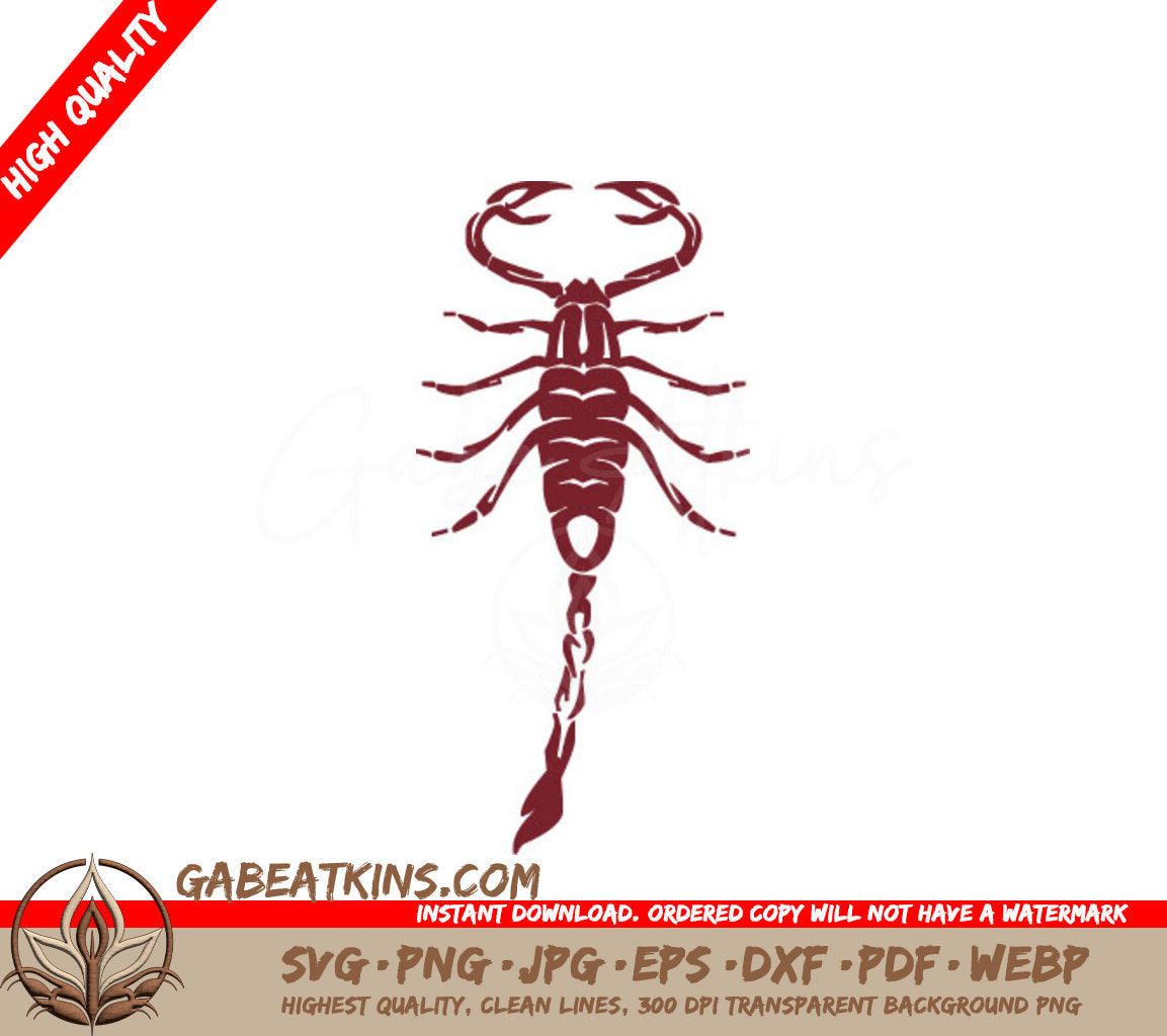 Red Scorpion with Long Tail SVG - Line Art Illustration SVG