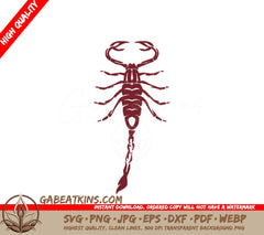 Red Scorpion with Long Tail SVG - Line Art Illustration SVG