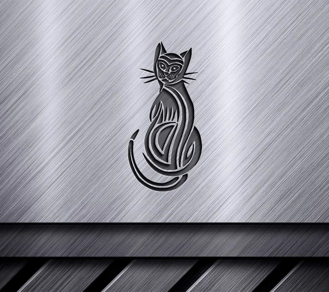 Cat Silhouette SVG - Sitting with Long Tail SVG