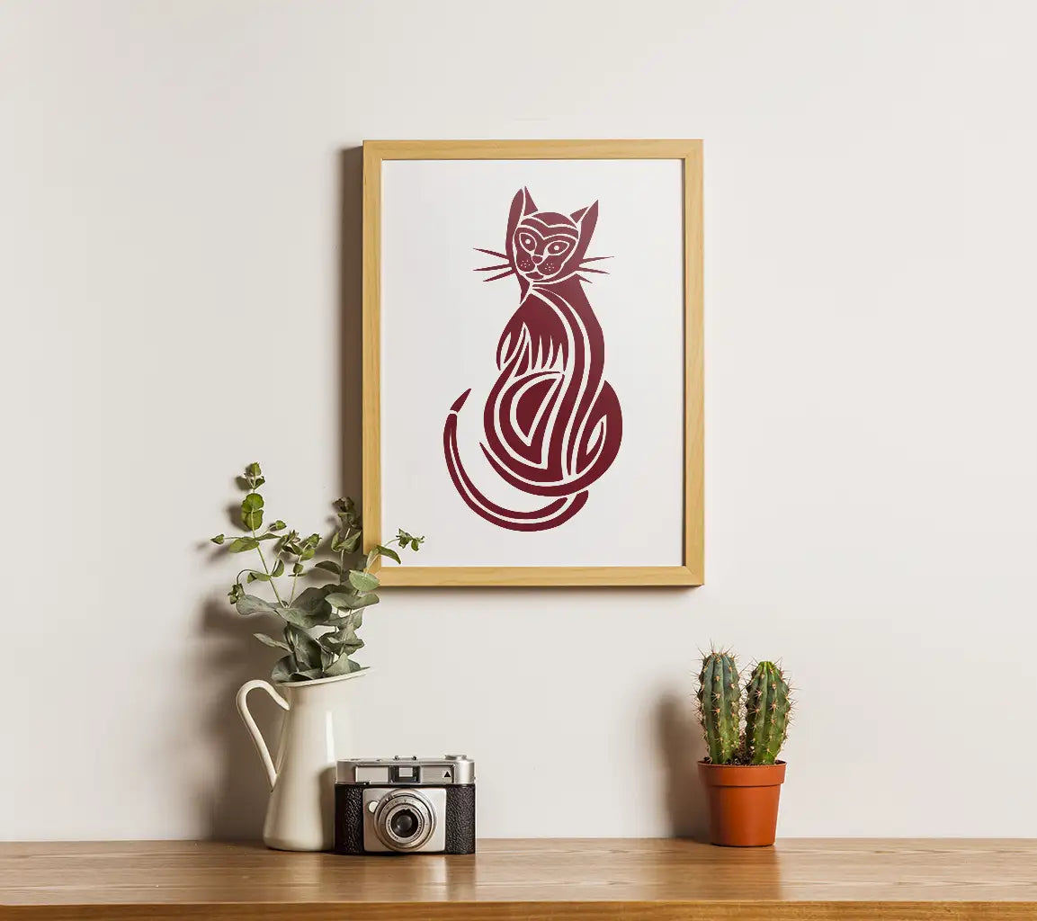 Cat Silhouette SVG - Sitting with Long Tail SVG