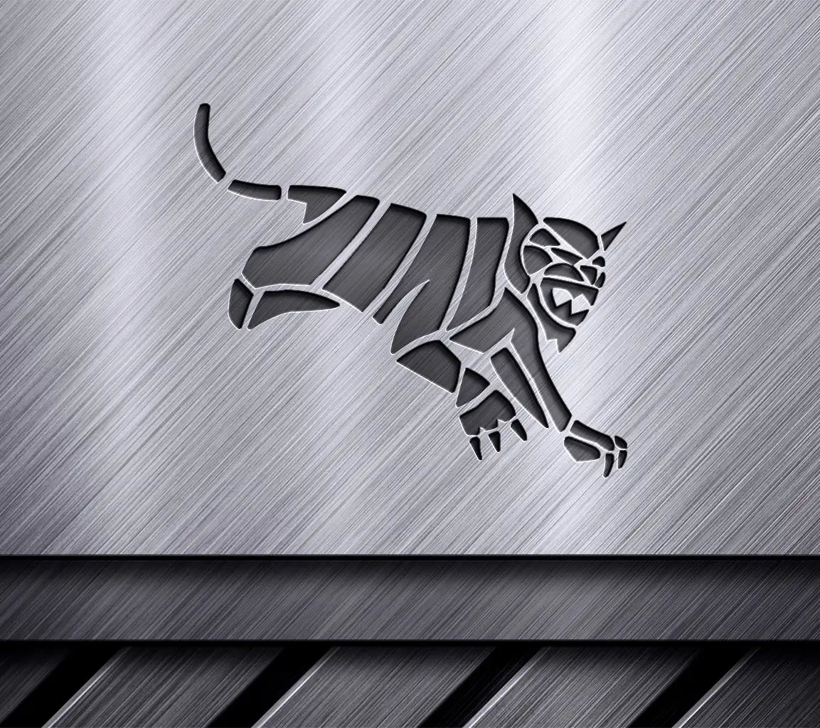 Tiger Jumping Silhouette SVG - White Background SVG