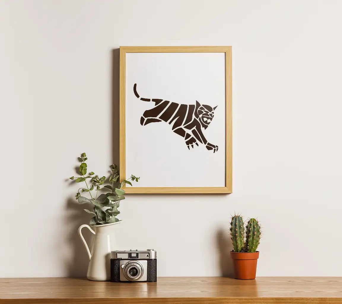 Tiger Jumping Silhouette SVG - White Background SVG