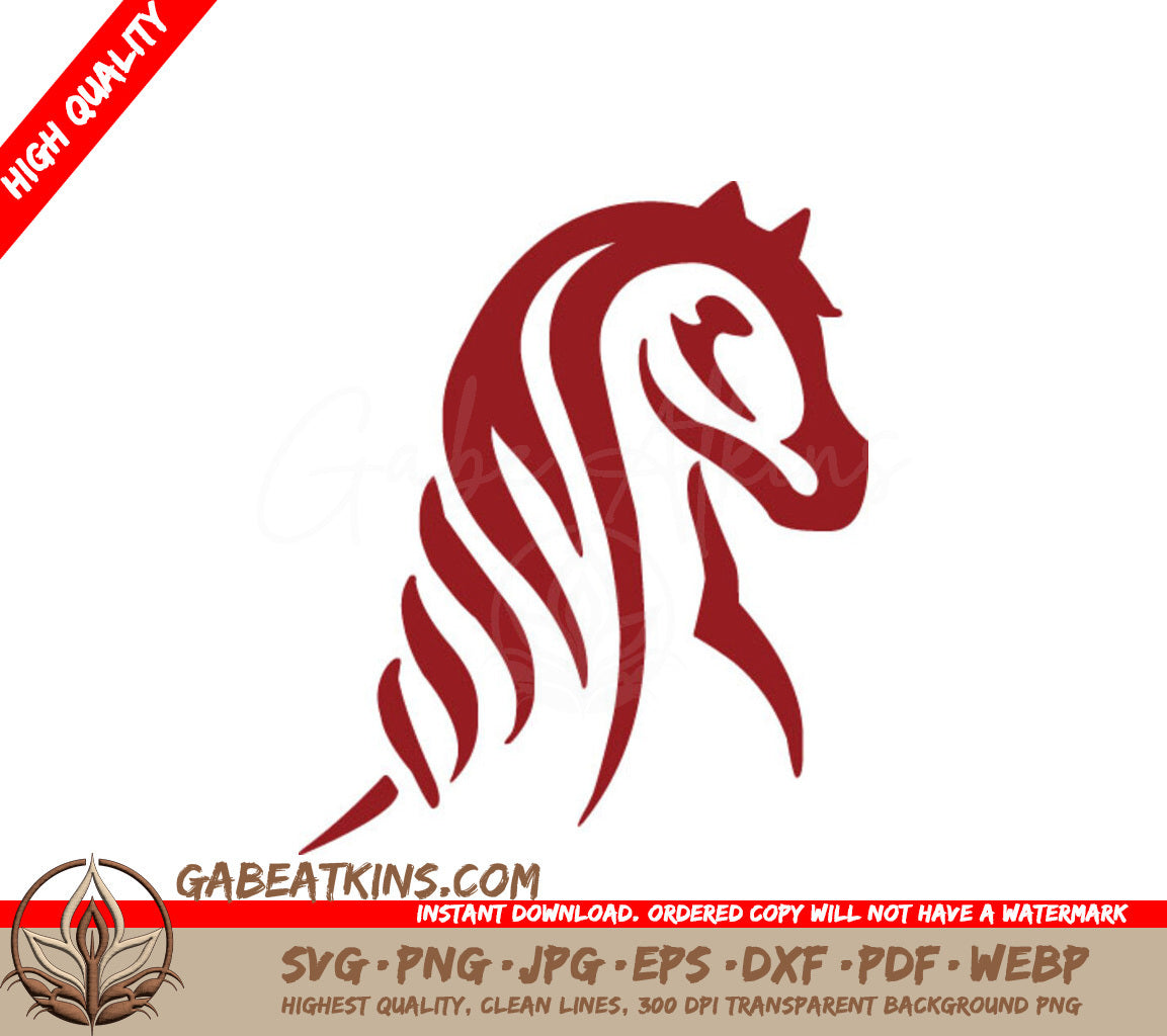 Red & White Horse Silhouette SVG - Unicorn Design SVG