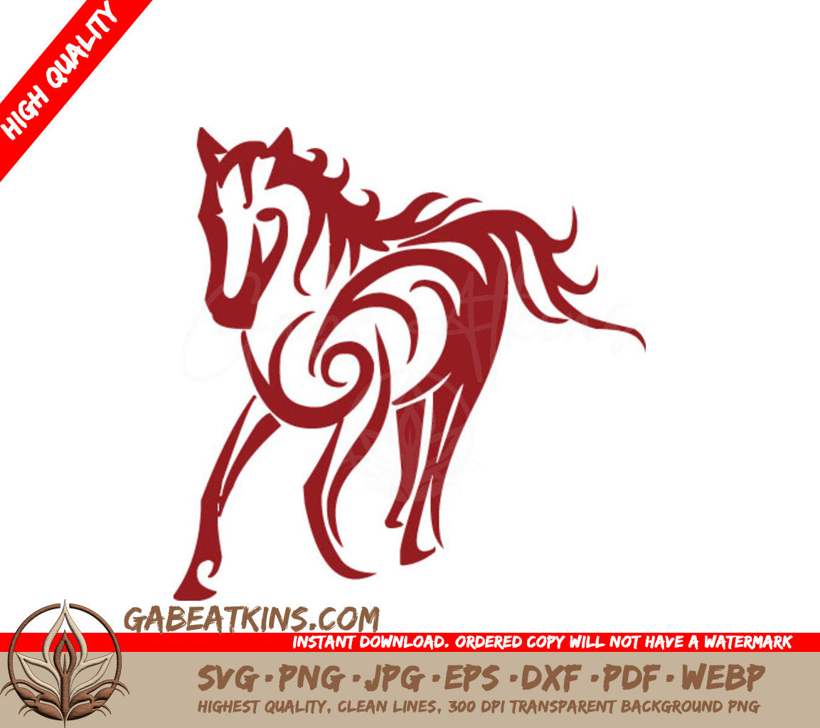 Red Horse Silhouette SVG - Animal, Unicorn Design SVG