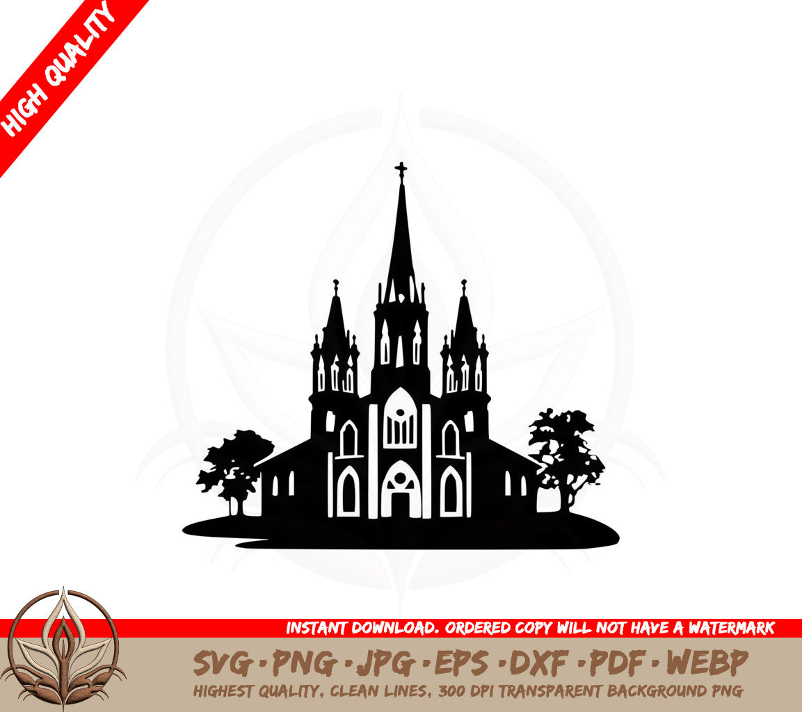 Antique Church SVG Cut File Design Download