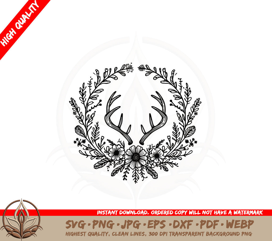 Antler Flowers - Digital Download SVG 