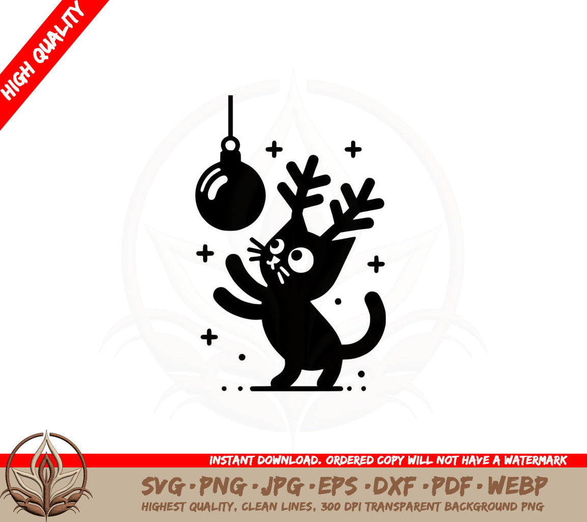 Antlered Cat Festivities SVG