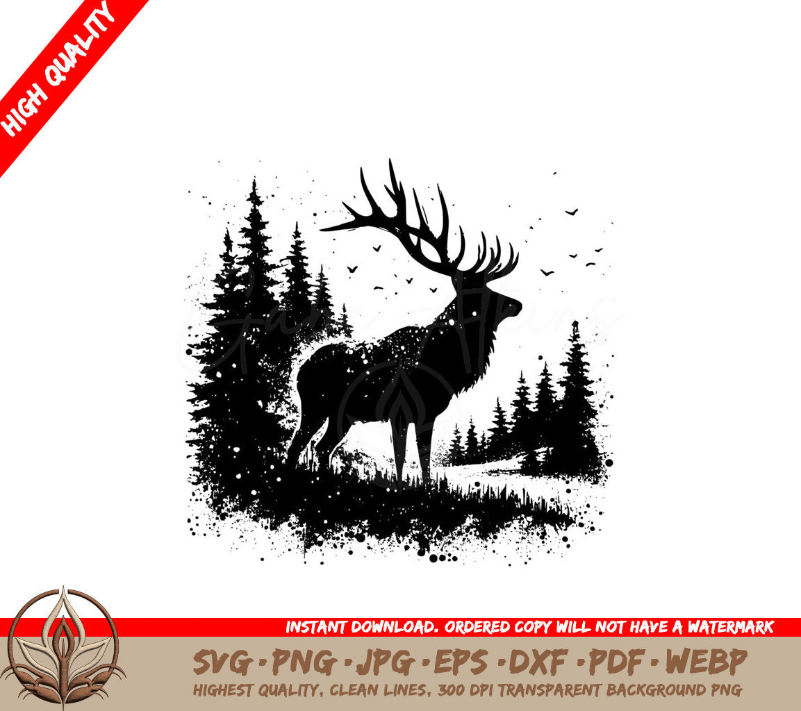 Antlered Wilderness SVG, PNG, JPG, AI, PDF, DXF, EPS  WebP Digital Download 
