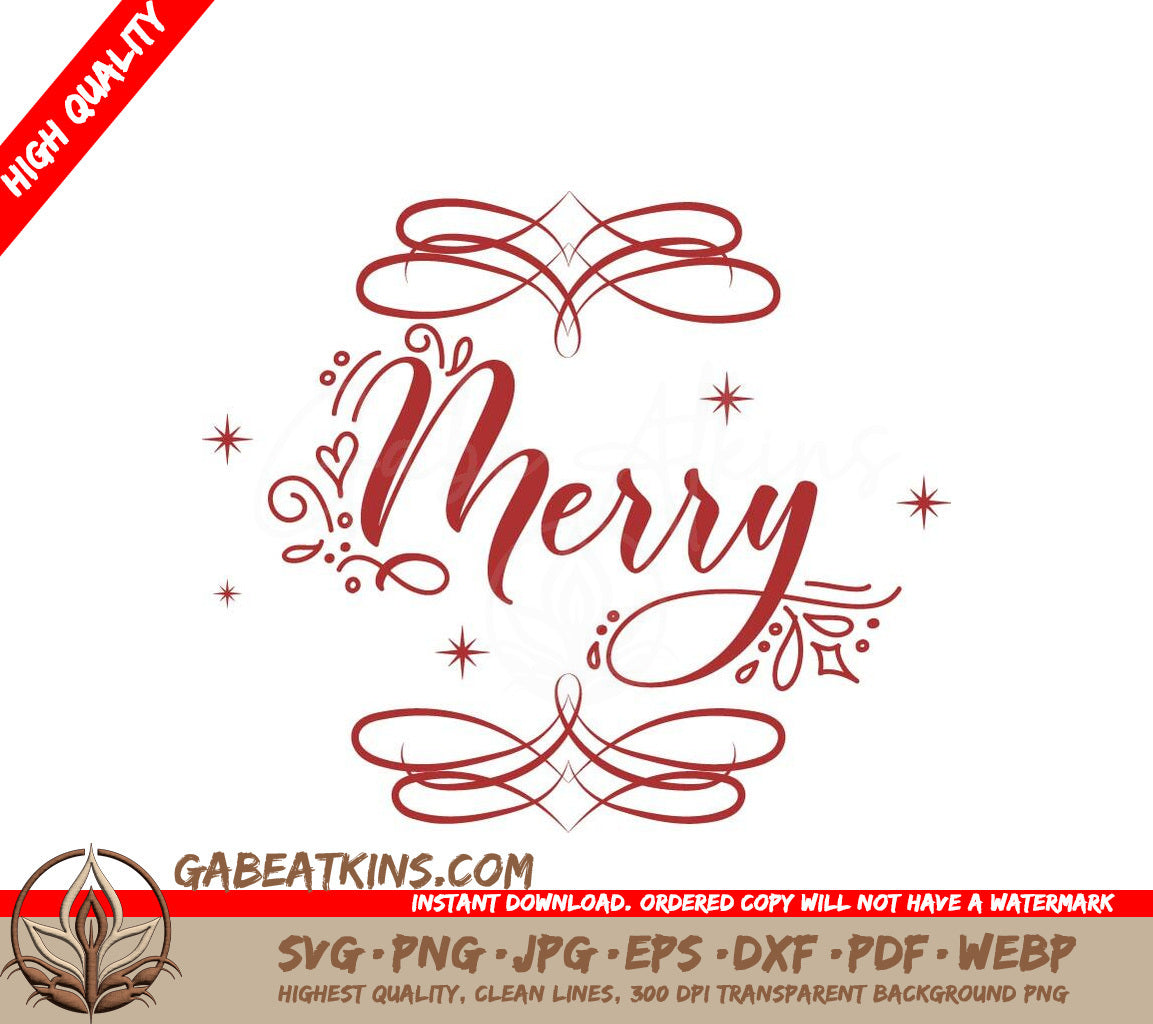 Merry Swirls & Stars Arabesque Tile SVG SVG