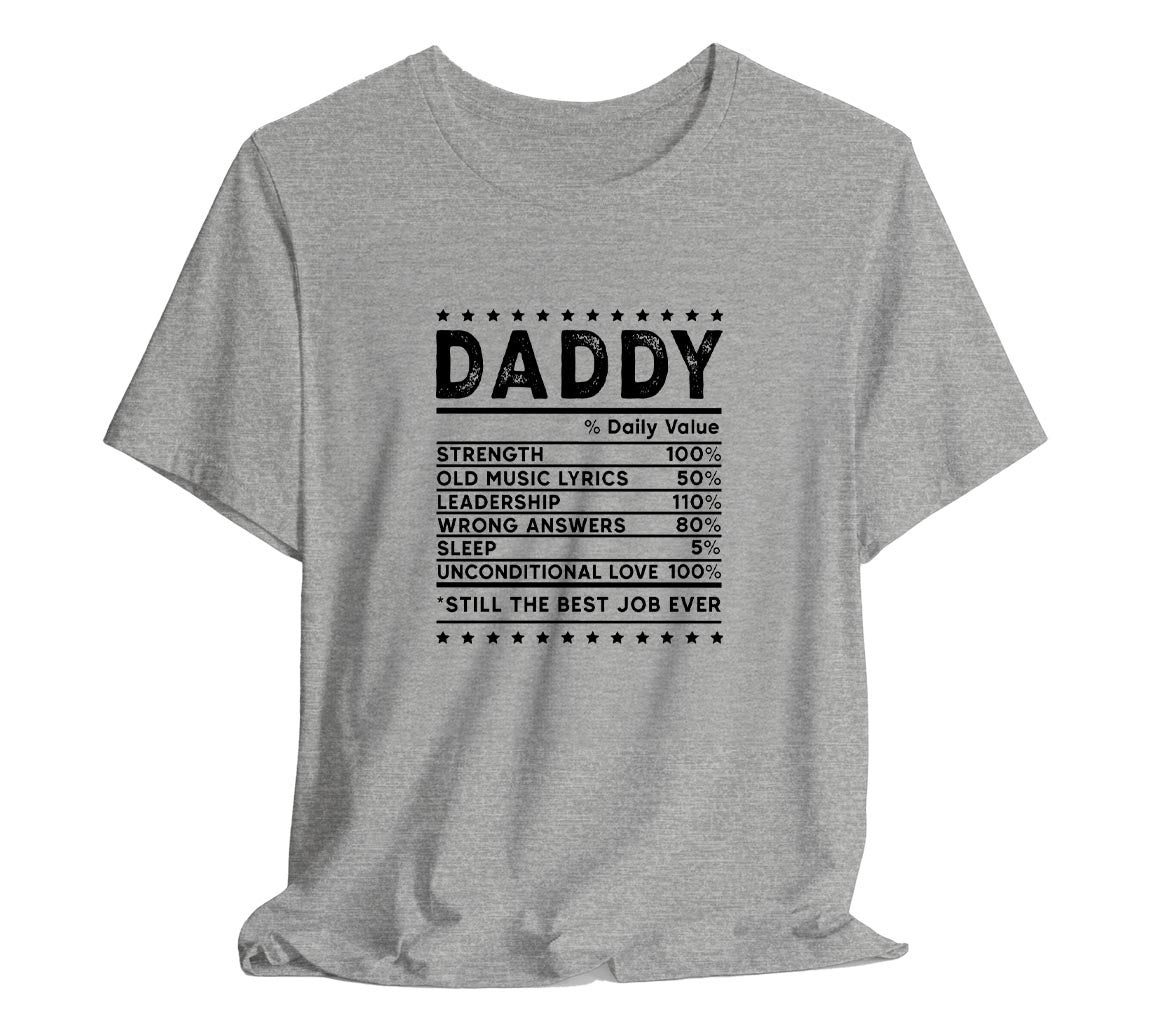 Dad Nutrition Facts T-Shirt, Perfect T-Shirt for Dads on Fathers Day | | Day Gift, Funny Father Shirt,