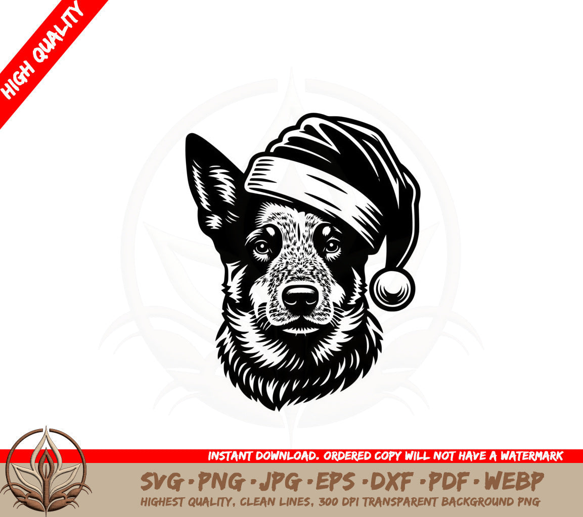 Australian Cattle Santa Pup SVG PNG JPG AI PDF DXF EPS and WebP - Digital Download 