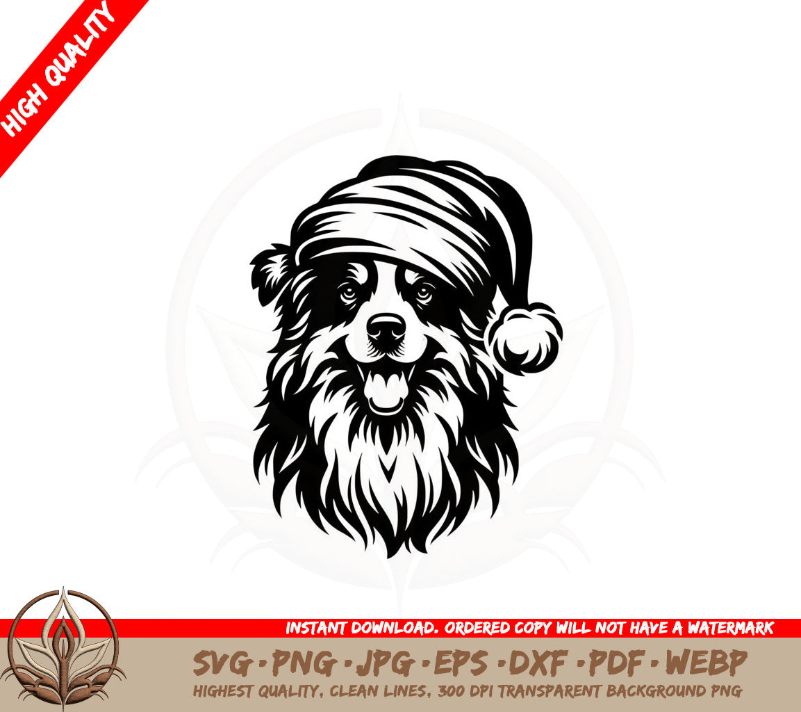 Australian Shepherd Santa Pooch SVG PNG JPG AI PDF DXF EPS and WebP Digital Download 