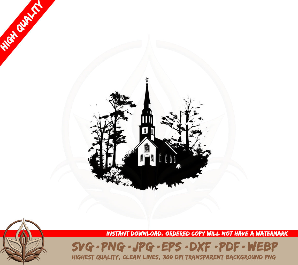 Autumn Church Scene SVG 