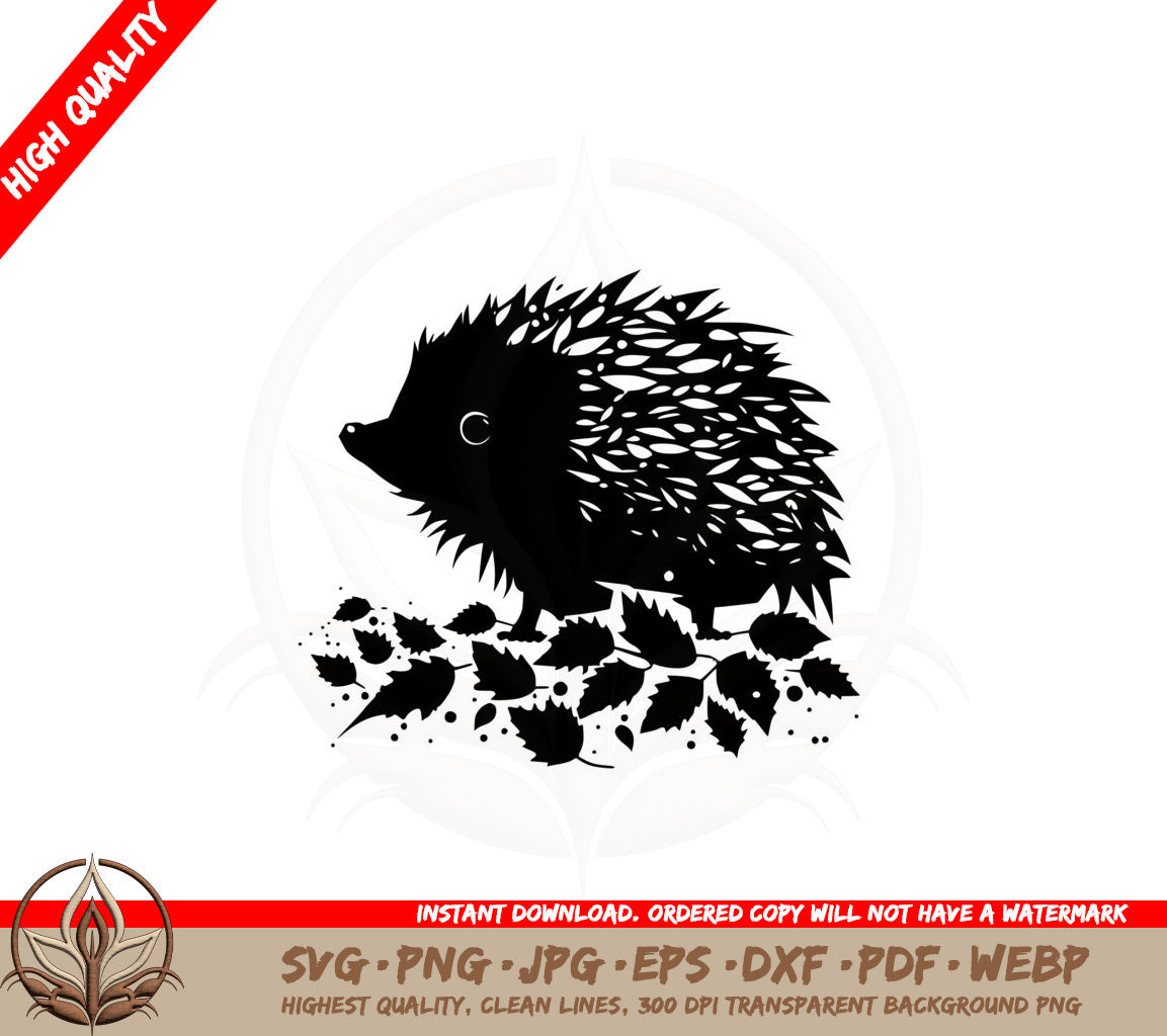 Autumn Hedgehog with Leaves SVG Cut File Digital Download 