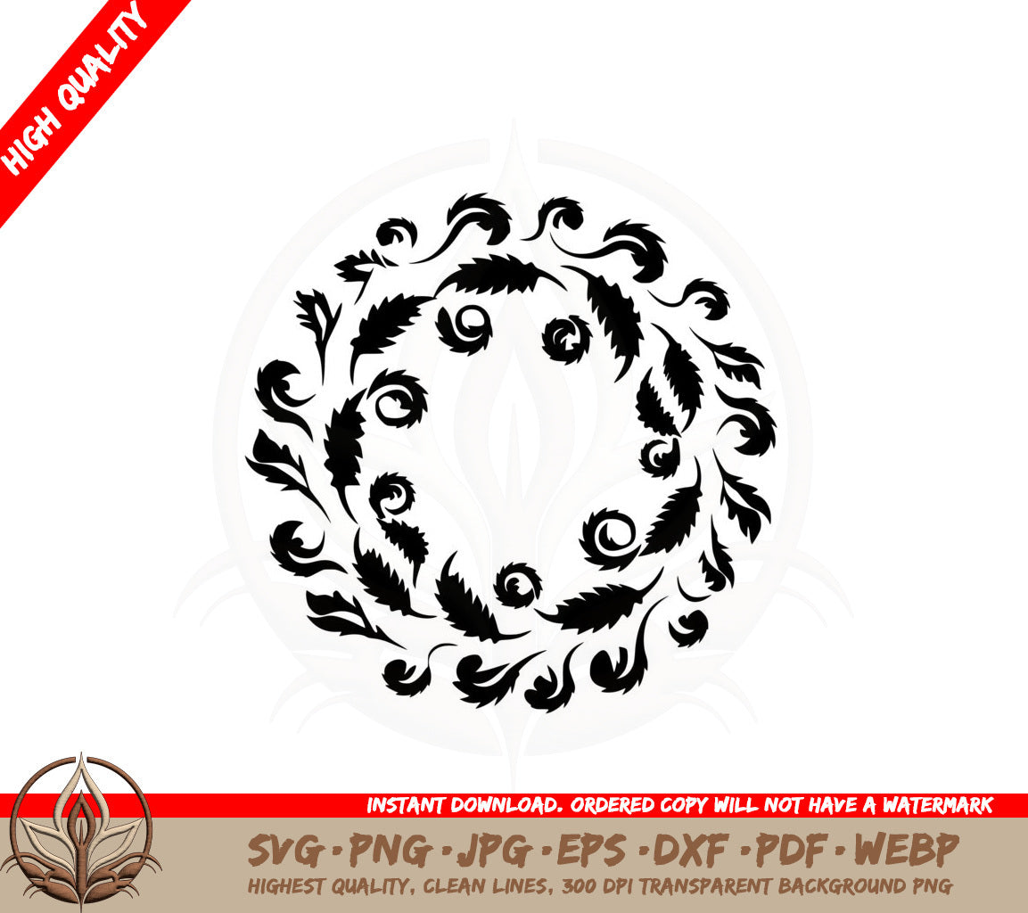 Autumn Leaf Circle SVG PNG JPG AI PDF DXF EPS and WebP Digital Download 