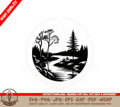 Autumn River Landscape SVG 