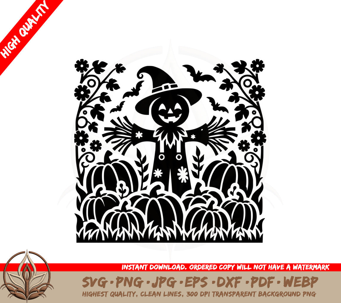 Autumn Scarecrow Scene SVG 