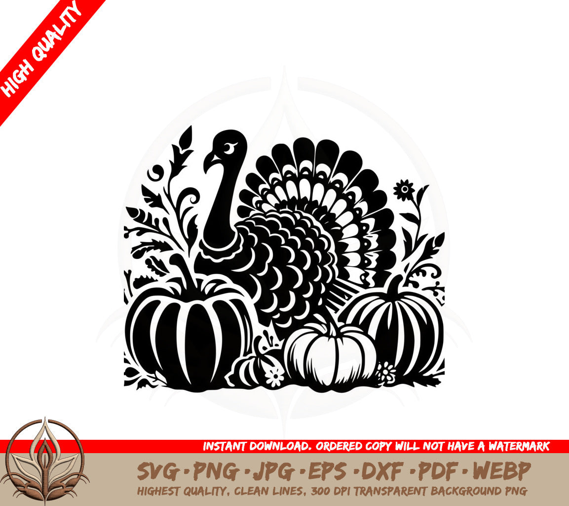 Autumn Turkey Scene SVG PNG JPG AI PDF DXF EPS and WebP Digital Download 