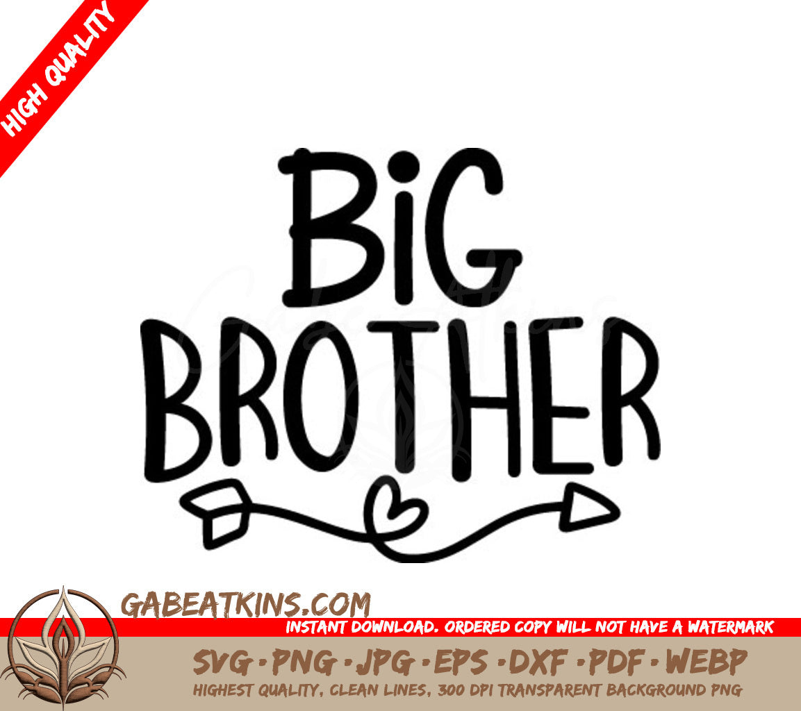 Big Brother SVG Cut File -  Sign with Hearts & Arrows SVG