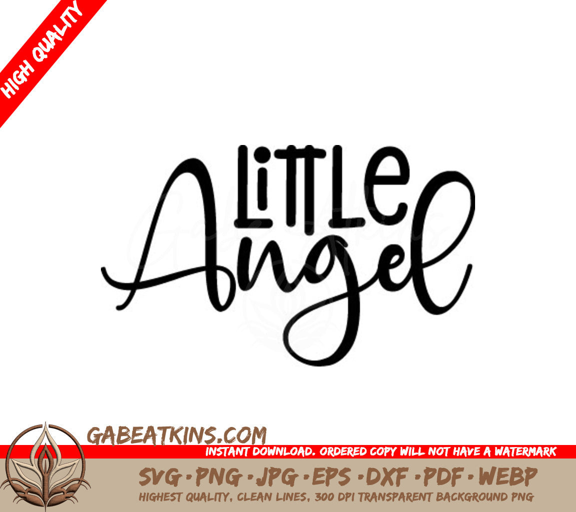 Cursive Little Angel SVG for Baby Designs SVG