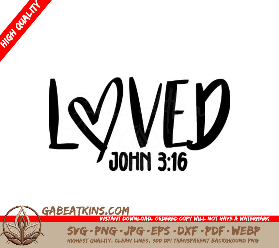 Loved John 316 SVG -  Heart Design SVG