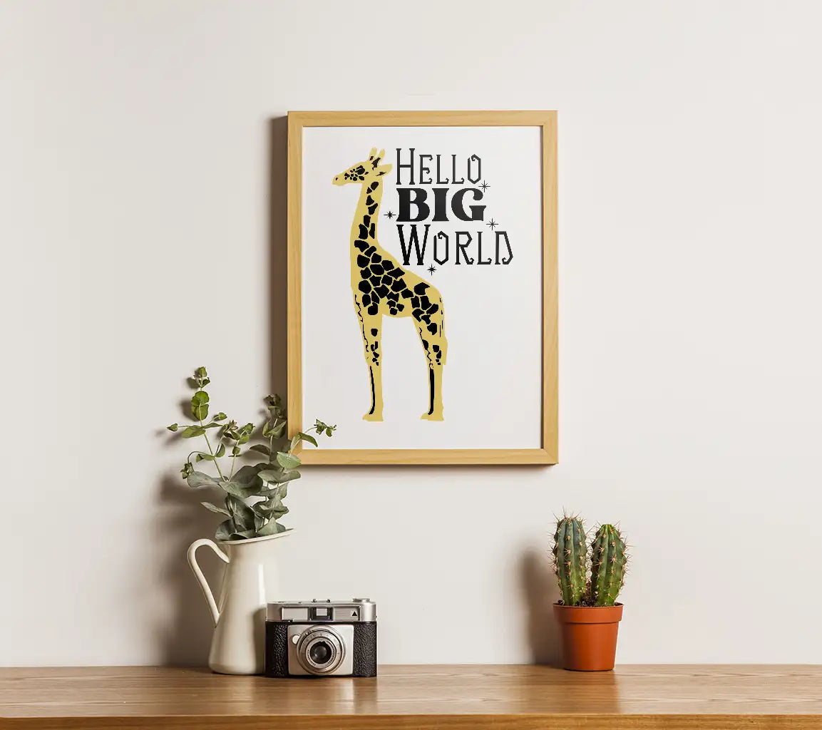 Hello Big World Giraffe SVG - Baby Shower & Newborn Design SVG