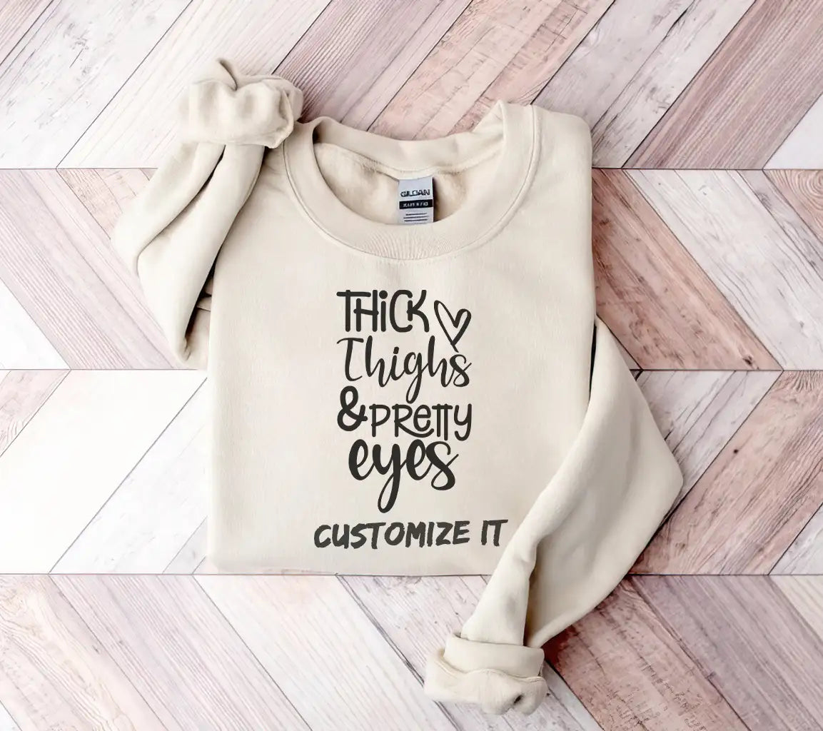 Thick Thighs & Pretty Eyes SVG Cut File - Baby Quote SVG