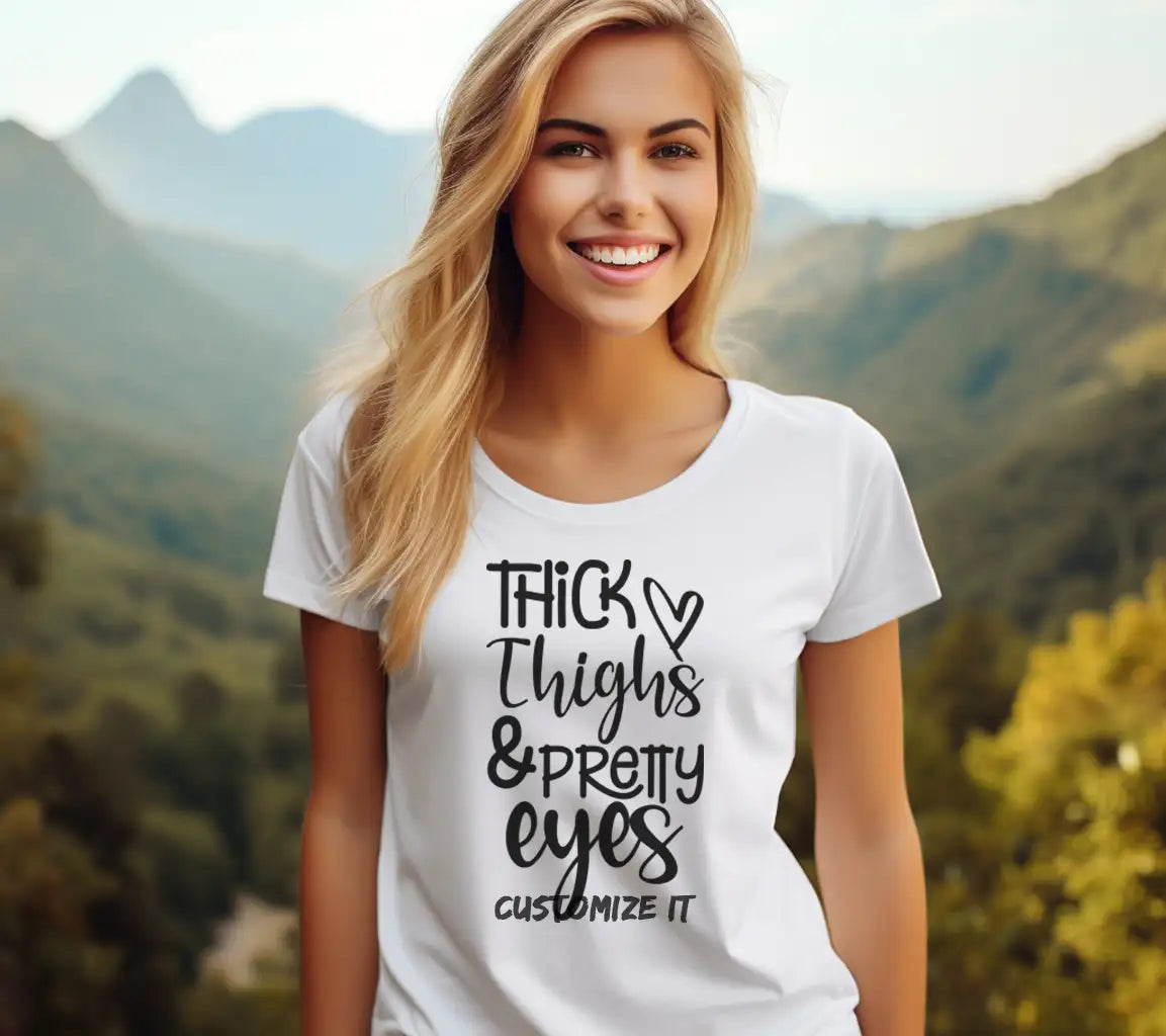 Thick Thighs & Pretty Eyes SVG Cut File - Baby Quote SVG