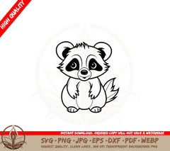 Baby Raccoon SVG Cut File  Baby Raccoon Silhouette Digital Download  